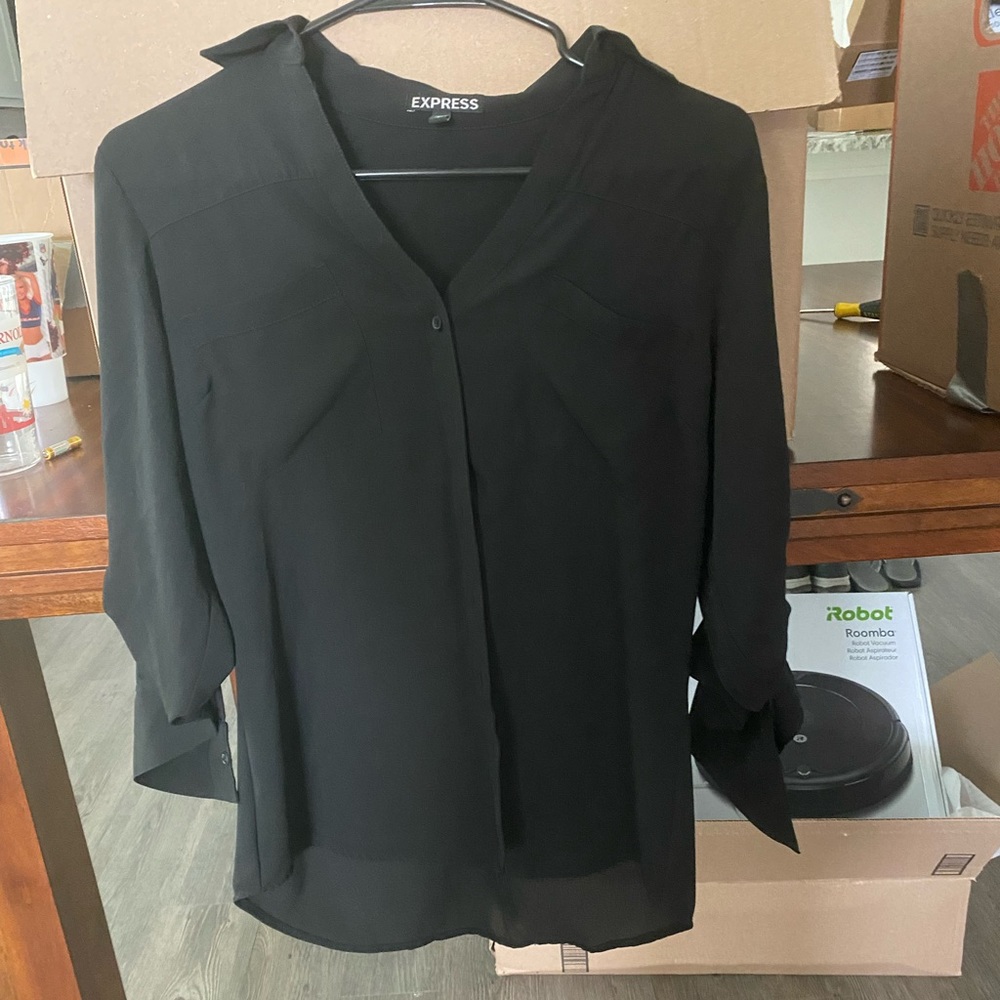 Express black button down